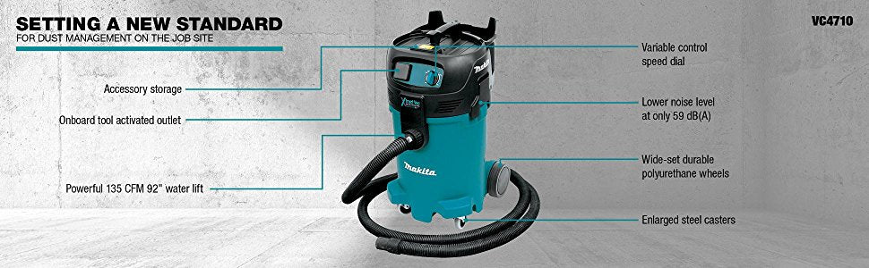 Makita VC4710X1 12 gallon Xtract Vac Wet/Dry Vacuum and 7" Angle Grinder